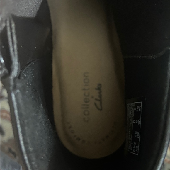 Clarks Linvale Sea Ankle boot Black Leather Kitten Heel size 8 - Picture 12 of 12